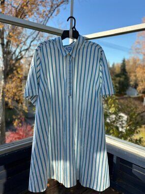NWT Old Navy 4X Blue White Striped Shirt Dress Short Sleeve Plus Size
